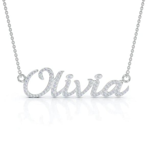 Creative Round Diamond 18K Gold Letter Name Necklace - Picture 3 of 3